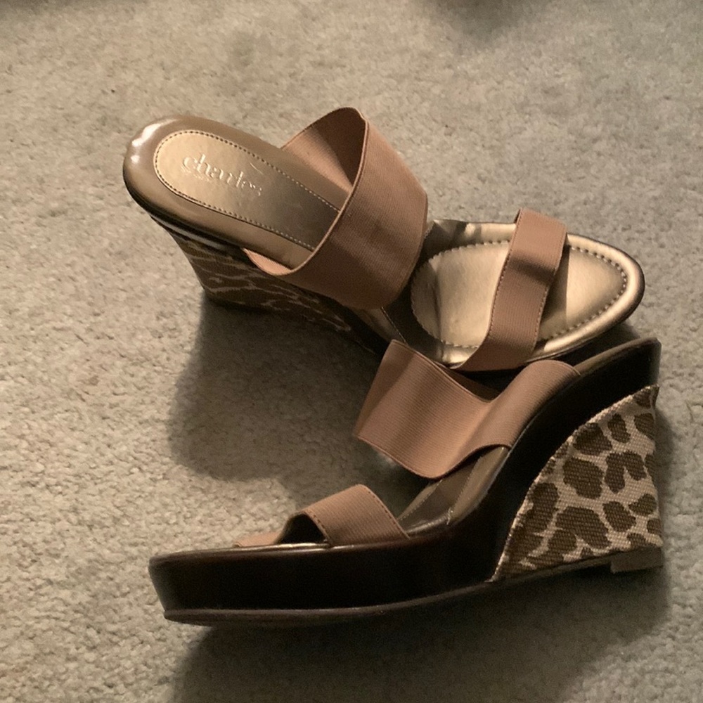 Beige color wedges, size 10 with cheetah heels